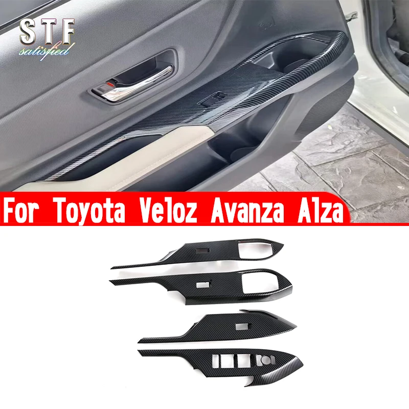 For Toyota Veloz Avanza Alza 2022 2023 Car Accessories ABS Interior Door Window Buttons Cover Trim Molding Decoration Stickers