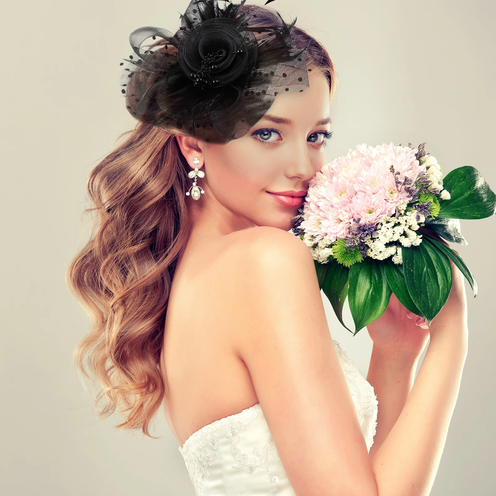 1 مجموعة خوذة أنيقة الفاسناتور قبعة عقال للنساء حفلة موسيقية الزفاف الشاي حفلة إكسسوارات الشعر الحجاب ديكور