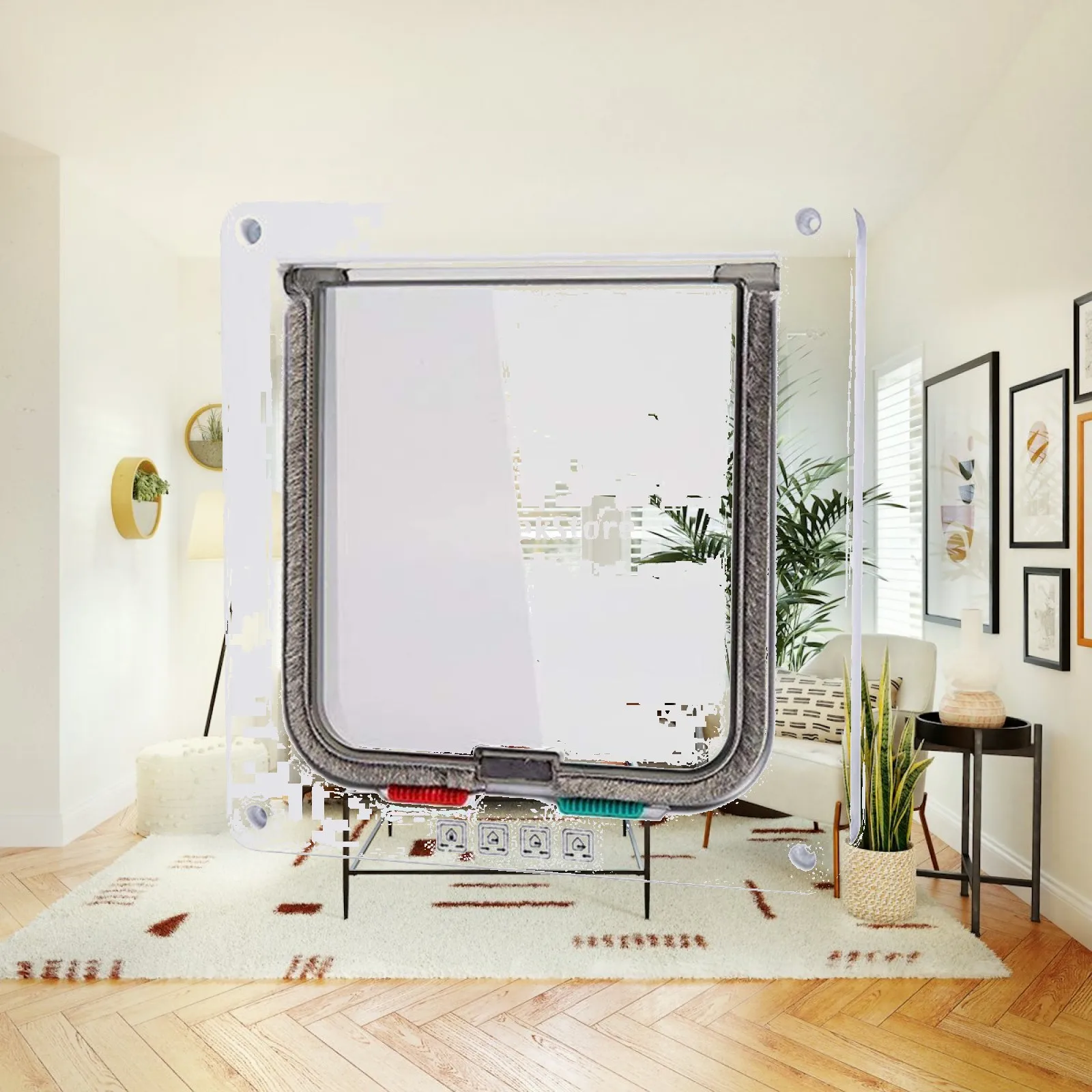 Pet Door Doggie Gate Pet Supplies with 4 Ways Lock Cat Dog Flap Door for Screen Window Interior Exterior Doors Pet Feeder