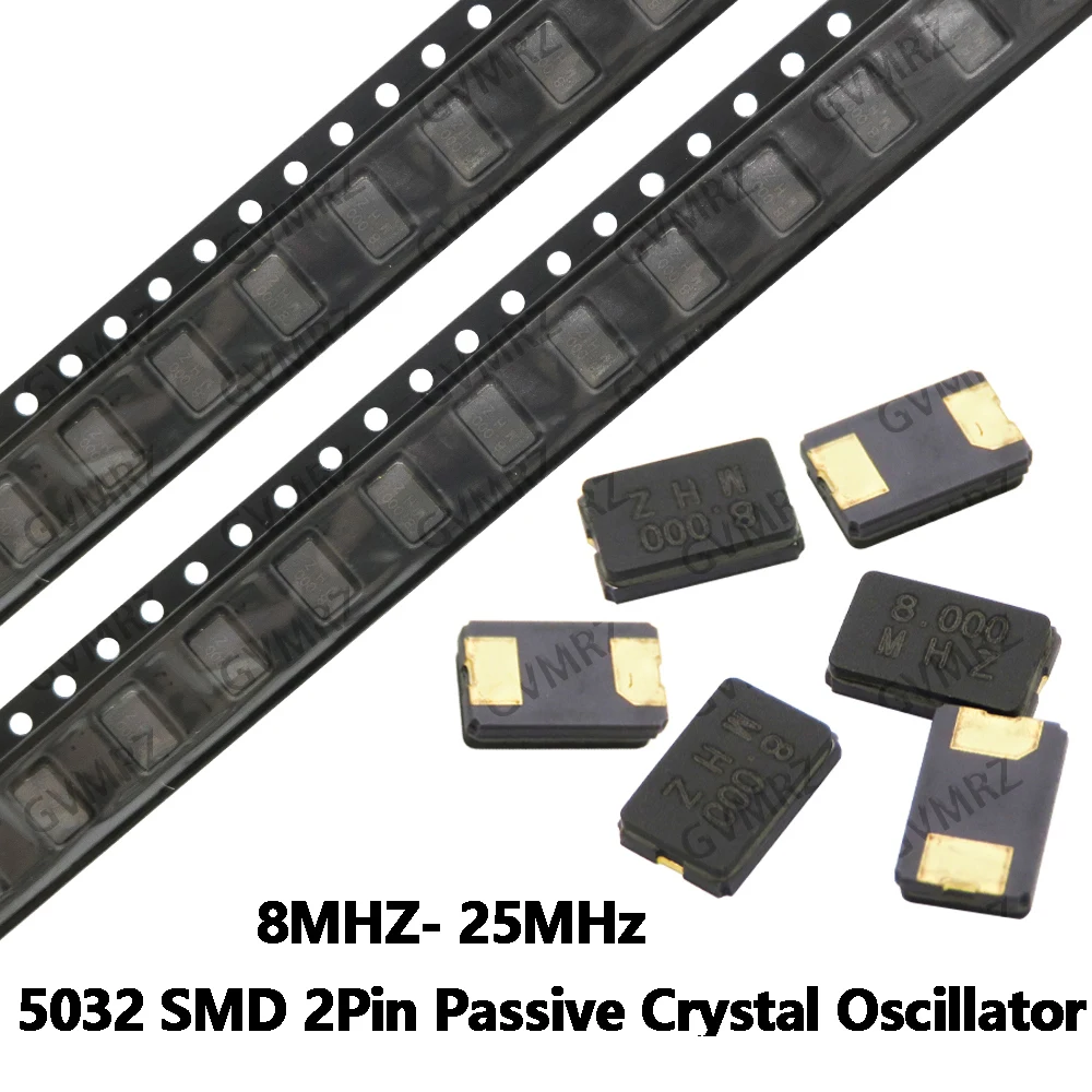 10PCS 5032 20MHz 24MHz 8MHZ  SMD 2Pin Passive Crystal Oscillator - High Precision Quartz Resonator 10MHz 11.0592MHz 12MHz