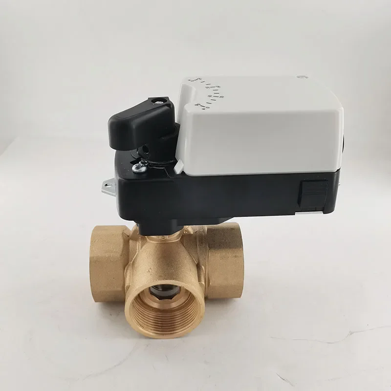 PN20 bar 220V AC 0-10V control 3 way brass motorized control ball valve G11/2