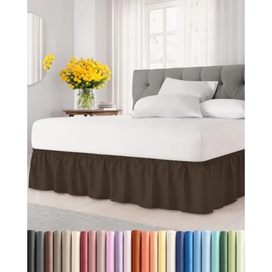 

Плиссированная юбка-накидка для кровати коричневого цвета, с эластичными ремнями для легкого крепления, регулируемая, для кроватей размера King Size, с высотой оборки 10 дюймов.