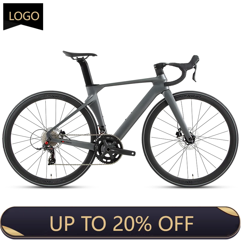 QQA Price Offer 700c * 25C Carbon Fiber Frame 22 Speed Through Shaft Hydraulic Disc Brake Racing Road Bike