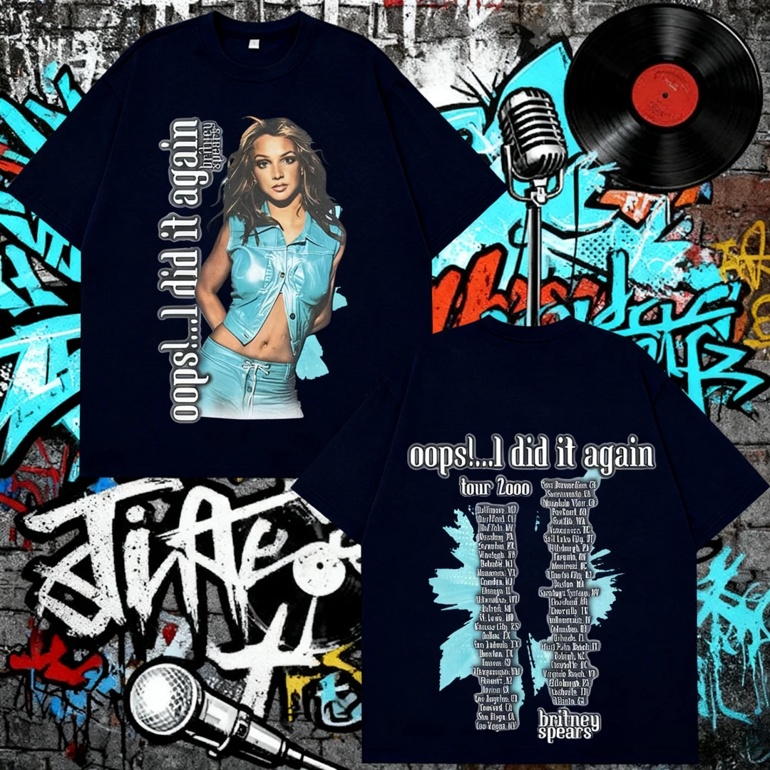 

Летняя певица Бритни Спирс 2022, Увы! Футболка I Also Made A Tour для мужской моды, хлопковая футболка в стиле хип-хоп, повседневная уличная одежда