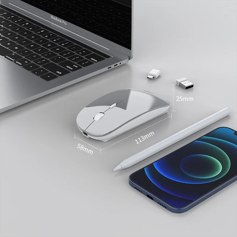 ماوس لاسلكي جديد من النوع c للشحن + USB جهاز استقبال مزدوج كتم تصميم مريح 1000/1200/1600 ثلاثة سرعات DPI