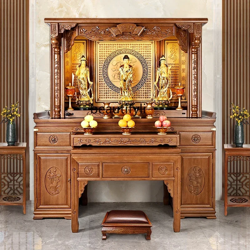 Rosewood Solid Wood Buddha Cabinet New Chinese Style Clothes Closet Household Altar Cabinet Middle Hall Altar Altar