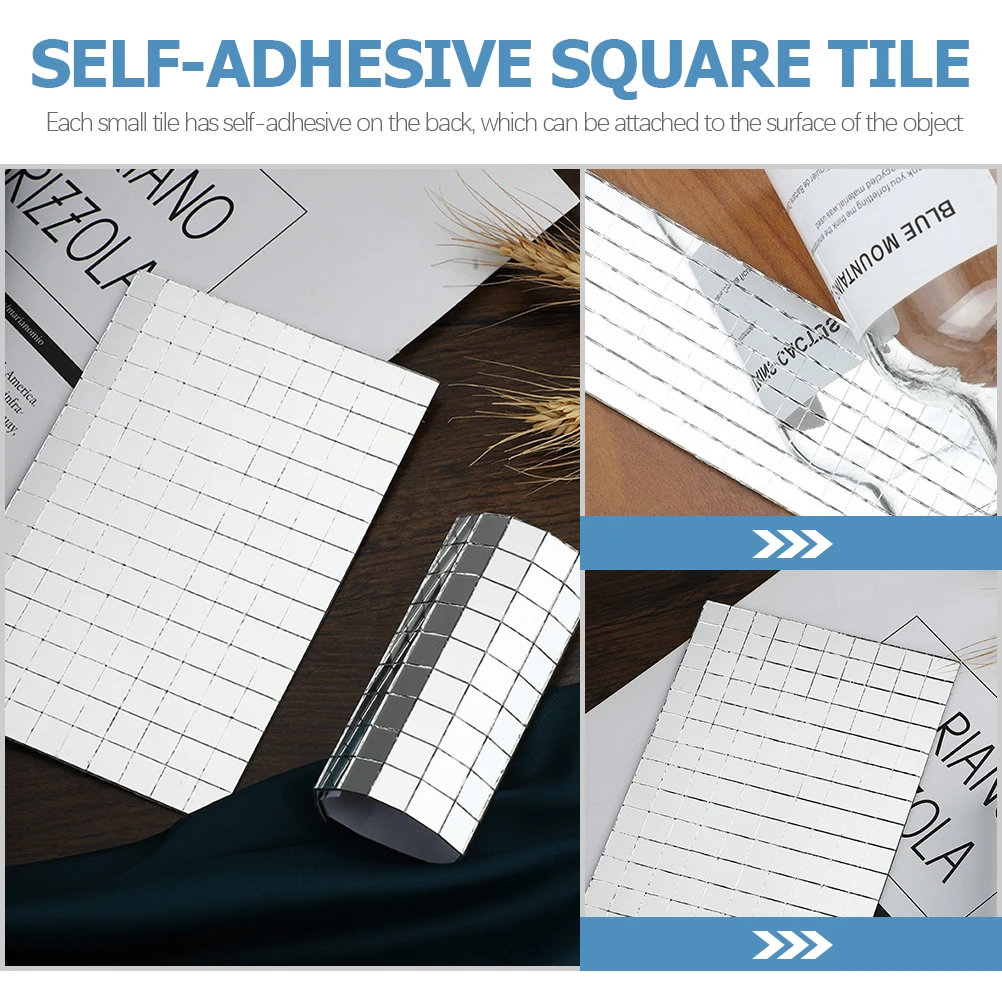 

6Pcs Wall Sticker Mosaic Tiles Self-Adhesive Mirror Decals for DIY Crafts Home Office Wall Decoration Stickers