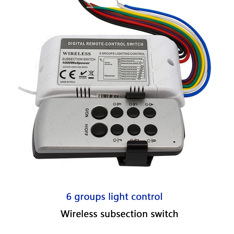 4 6 Channel Wireless Subsection Switch Controller High voltage 110V 220V 1000W/CH Digital RF Sensitive Remote Control