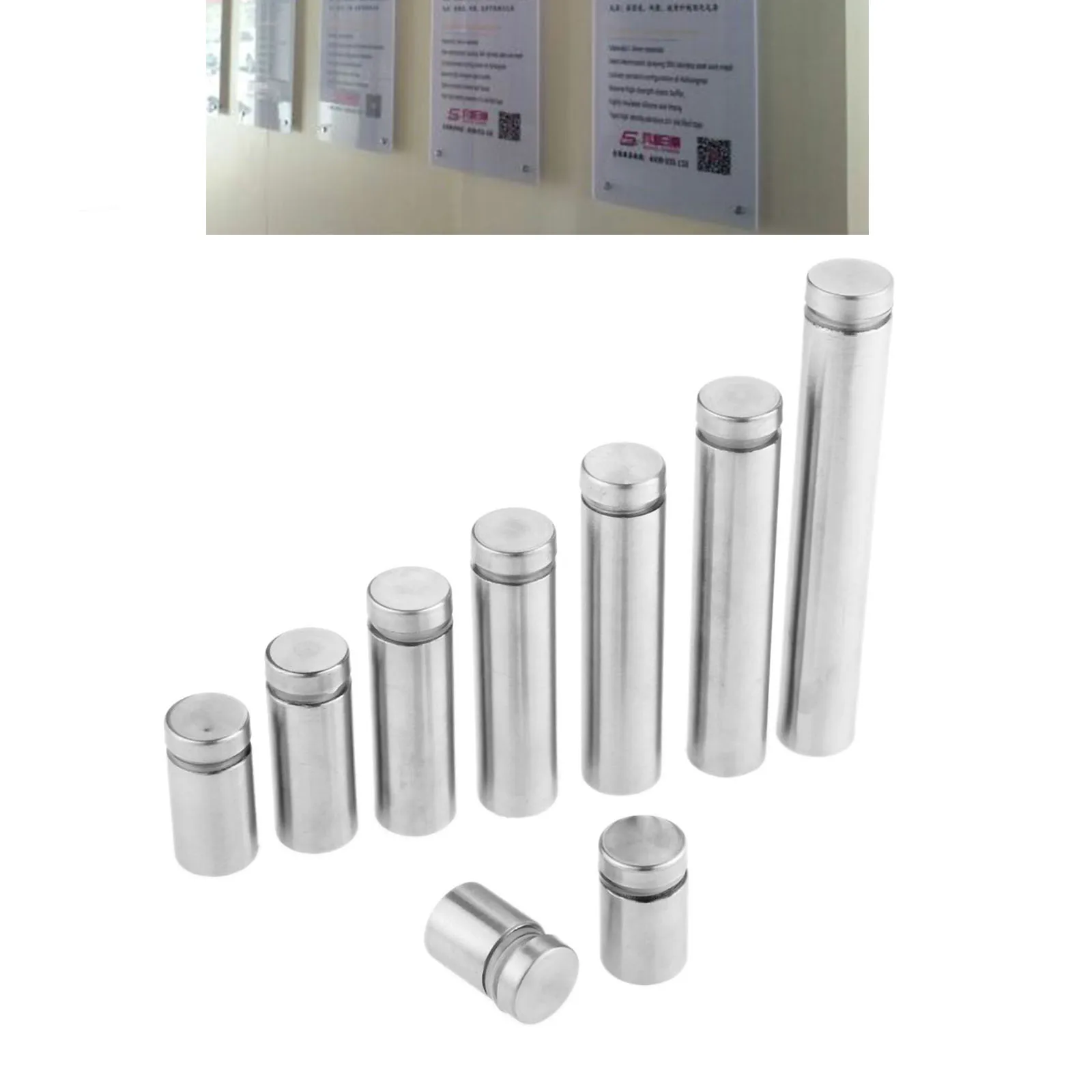 10Pcs/lot 16mm Stainless Steel Advertisement Standoffs Bolts Pin Nails Billboard Fixing Screws Hardware Glass Clamps Fasteners