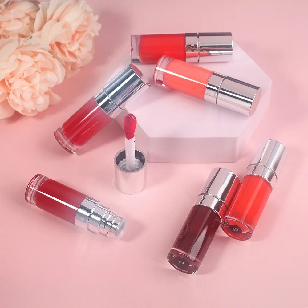 Lip Tint Private Label Pigment Long-lasting Non-fading Non-stick Moisture Soft Mist Custom Logo Makeup Silver-plated Round Tube