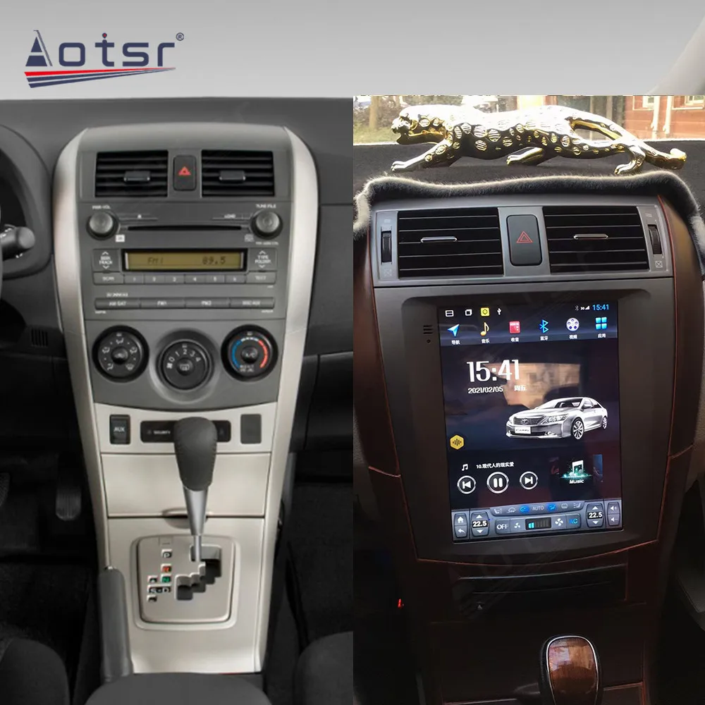 

10,4-дюймовый автомобильный радиоприемник CarPlay Android 13 для Toyota Corolla 2007, мультимедийный плеер с сенсорным экраном, GPS-навигация, стерео головное устройство BT