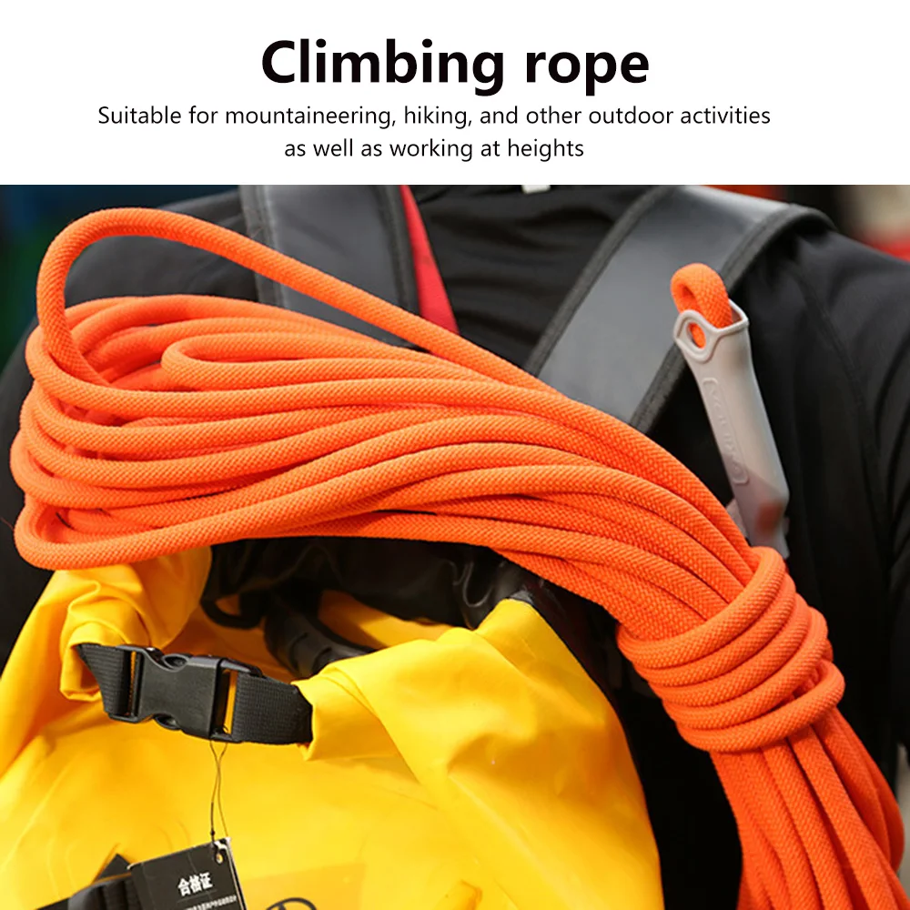 10MM Climbing Rope 32ft/49ft/65ft High Strength Outdoor Safety Static Rock Climbing Rope Escape Rappelling Rope