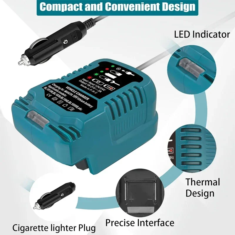 Imagem -02 - Carregador Portátil Substitua para Makita e Milwaukee Dewalt 18v 20v Lithium-ion Battery Car Charger Carregador de Carro Plugue de Isqueiro