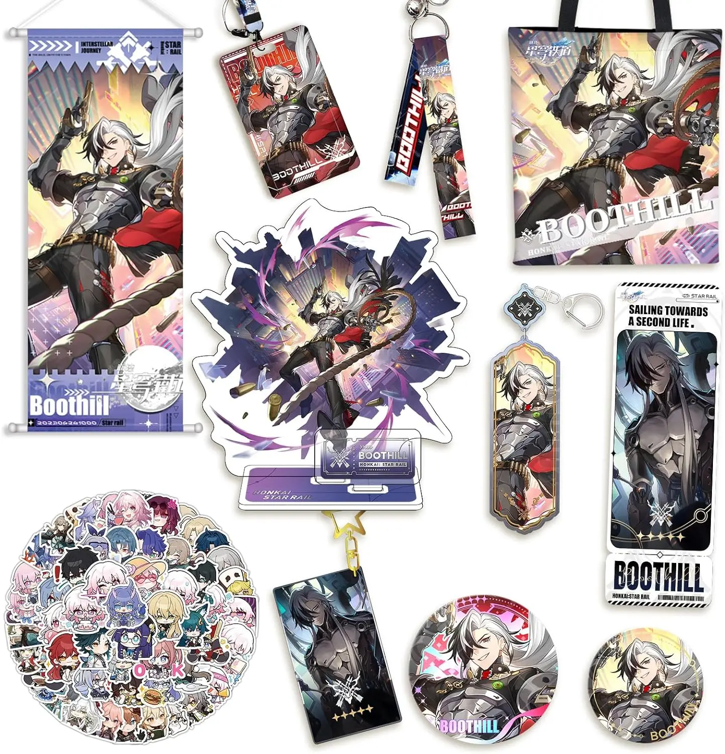 

Honkai Star Rail Set Gift Box Boothill Badge Acrylic Stand Key Holder Birthday Christmas Present Anime Merch