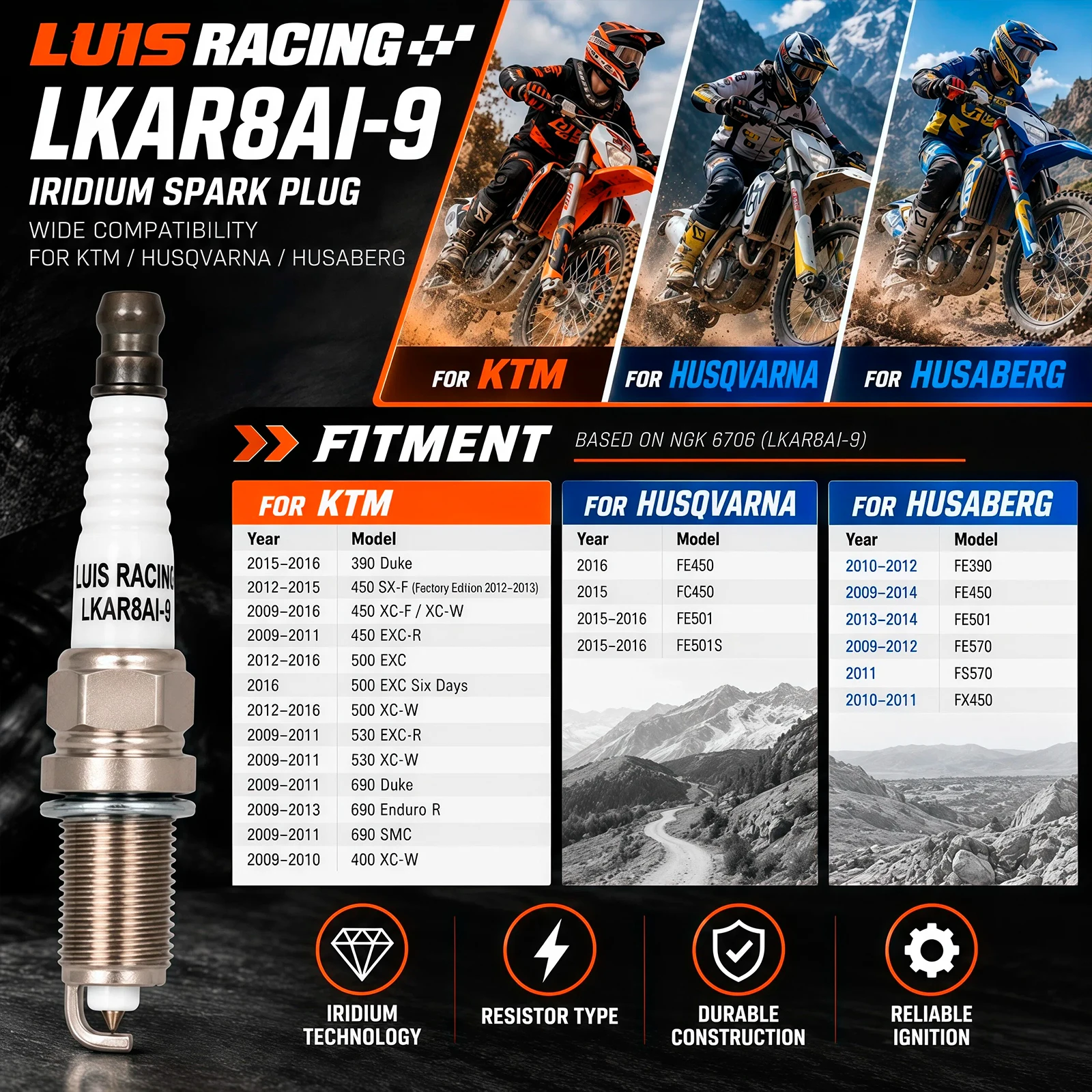 LUIS RACING LKAR8AI-9 Vela de  - Motorcycle Spark Plug avaliação e preço