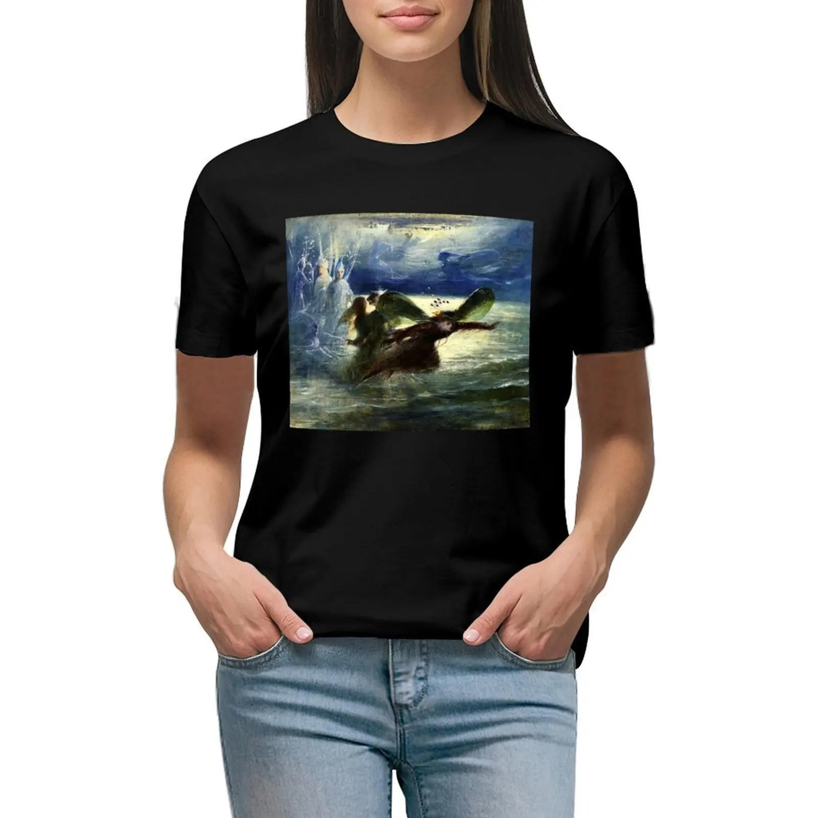 

Sea Sprites in Flight - John Anster Fitzgerald T-shirt cute tops Short sleeve tee funny t shirts for Women