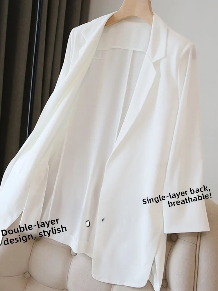 

Lightweight Chiffon Women's Summer Autumn Sun Protection Small Suit Jaet Casual Sle Open Cardigan Top for plus Size