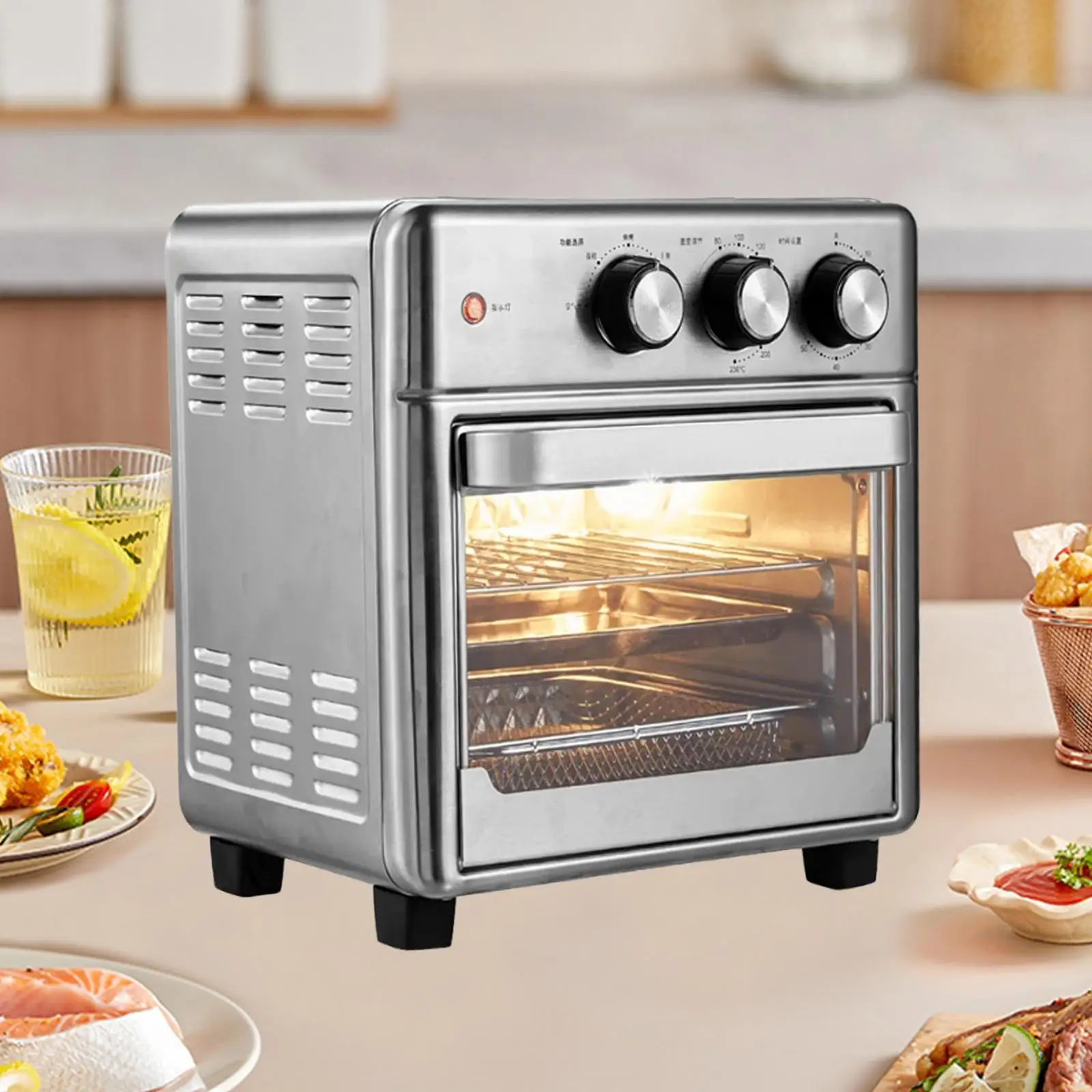 Air Fryer Toaster Oven Temperature Control Auto Shut Off Multifunctional with Timer for Roast Cake Pizaa Crisp French Fries