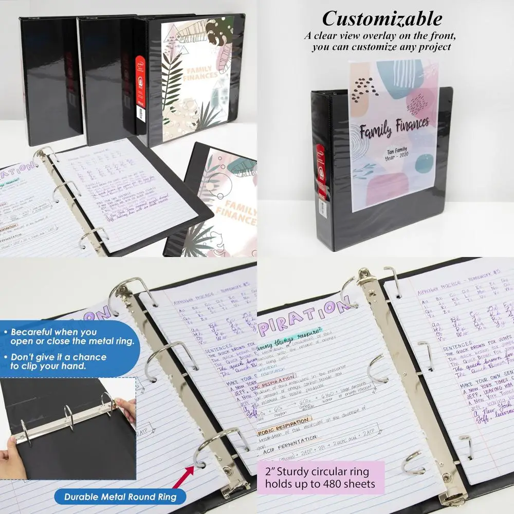 

2 Inch Slant D-Ring View Binder, Holds 480 Sheets, Black, 12 Pack for School and Office Use