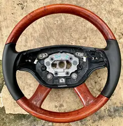 For Mercedes Benz W221 W216 S550 CL550 Steering Wheel Leather Wood