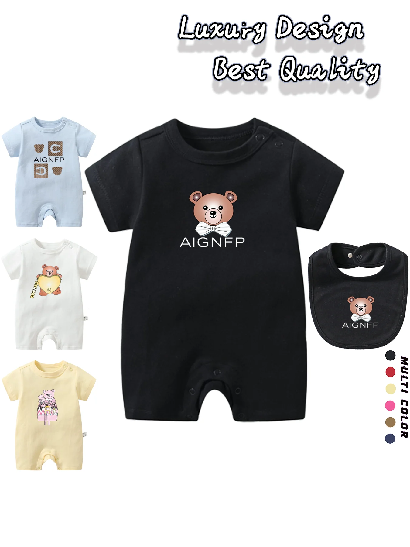 Cute Bear Rompers Newborns Clothes Autumn 2025 New Cartoon Print Bib scarf Hat Sets Long sleeves Warm Toddler Baby Girl Jumpsuit