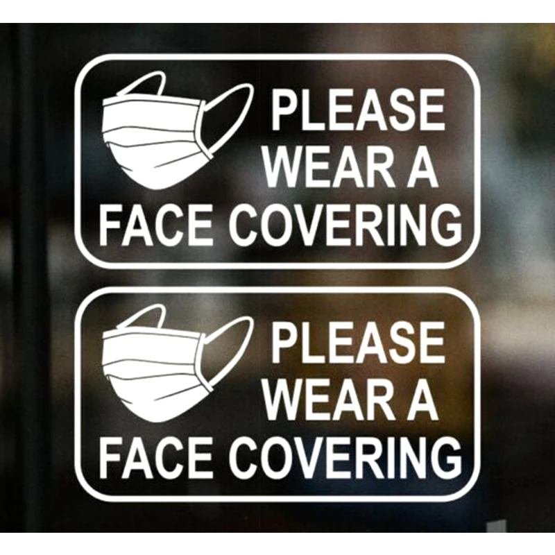 

2 X Small, Please Wear Mask Stickers, Taxis, Vinyl Signs, Windows, Bus Masks, Mask Stickers on The Glass, Reminding and Warning