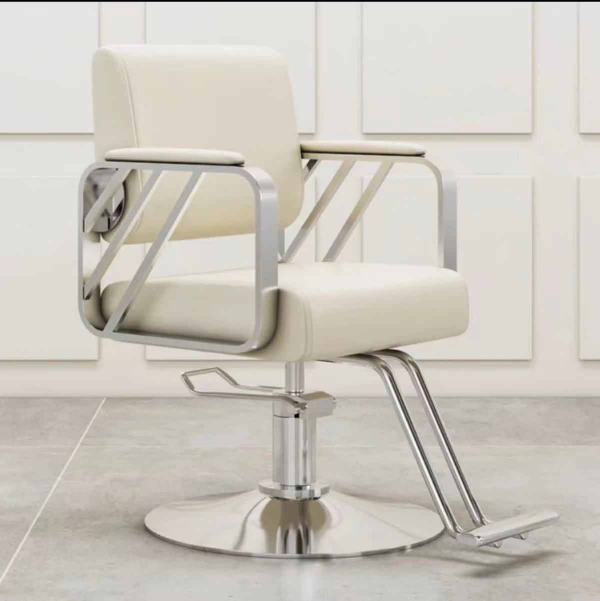 K High-End Black Metal Men's Barber Chair With Rotating And Lift Feature Durable & Ergonomic For Beauty Salons And Barber Shops