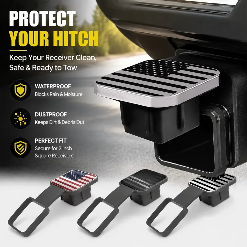 2 Inch Trailer Hitch Receiver Cover Plug Waterproof Dustproof TPU Tube Cap Protector for Auto Square Receiver