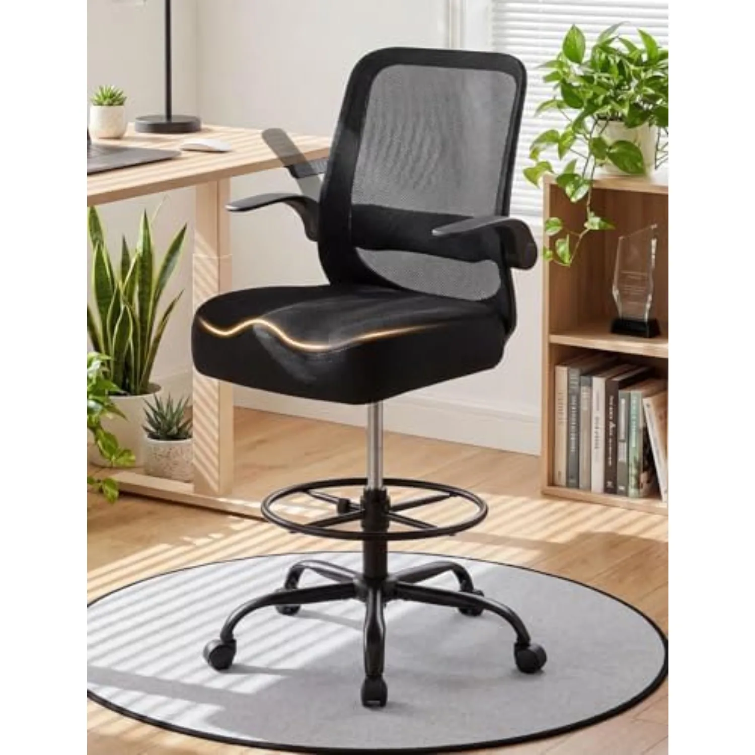 Drafting Chair 500LBS – Tall Office Chair with Adjustable Height & Foot Ring for Standing Desk, Ergonomic Mesh Chair