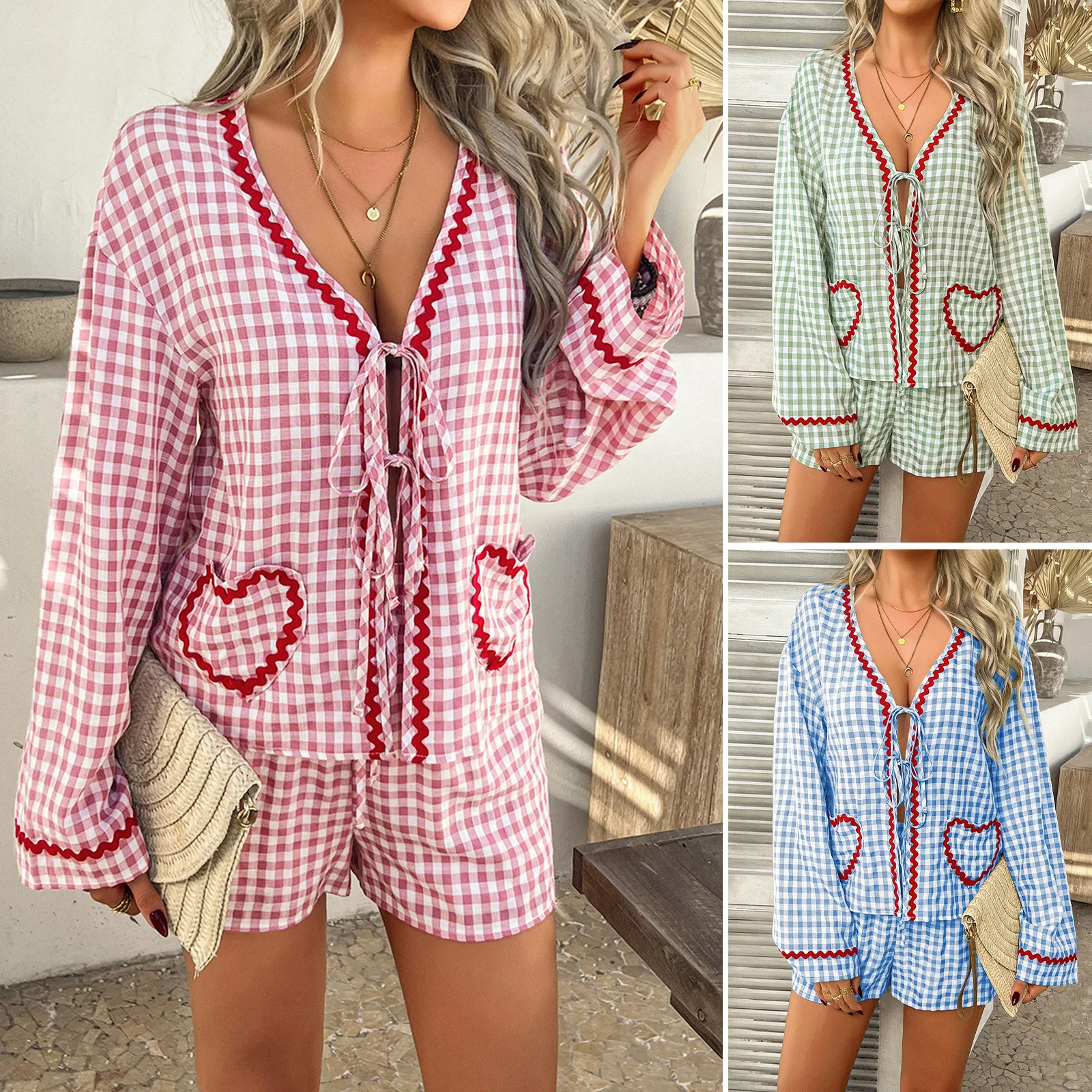 

2025 Spring And Summer And N Leisure Vacation Style Lace Printing Lace-up Human Cotton Short Pants Set Women's Clothing