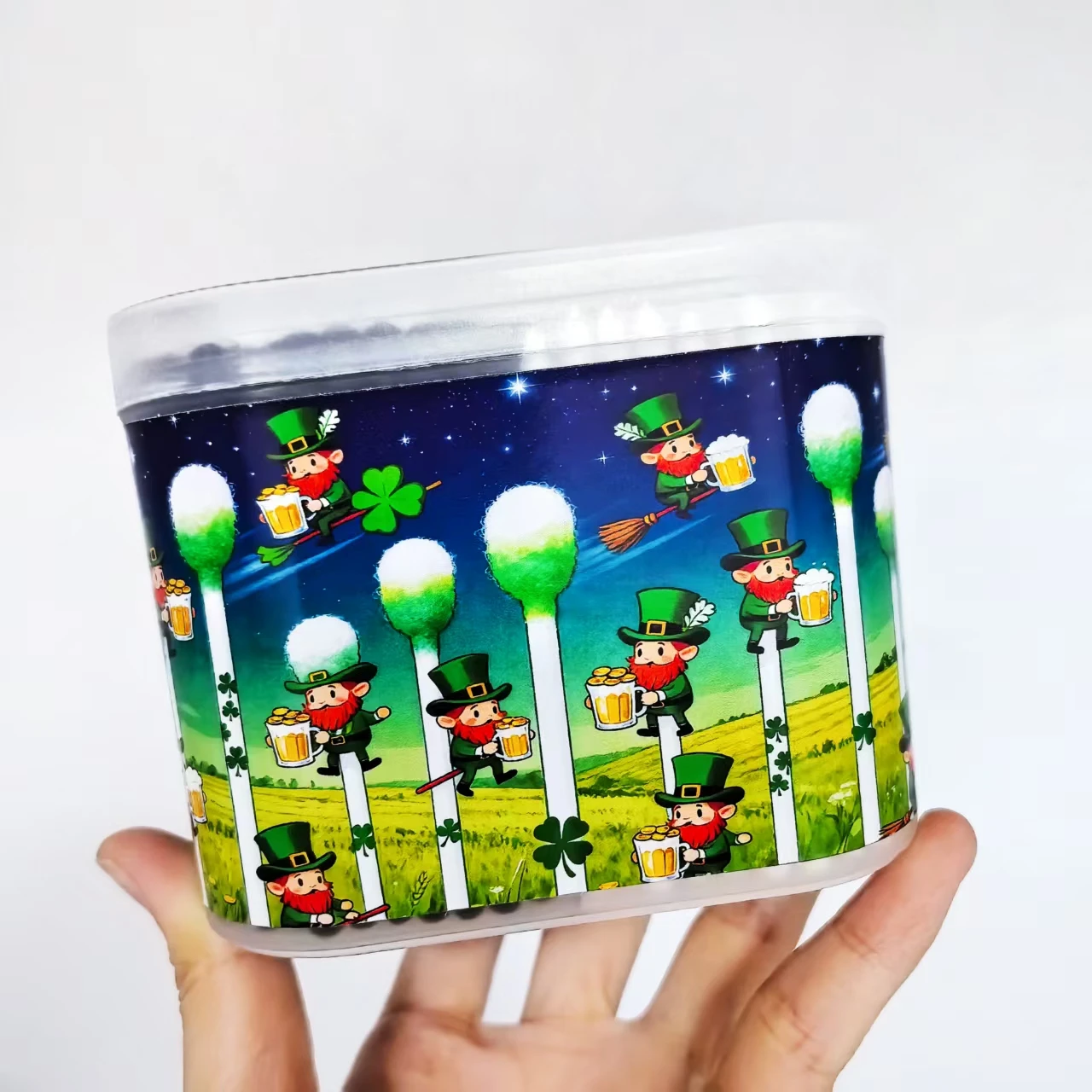 300 قطعة من مسحات القطن باللونين الأبيض والأسود لعيد القديس باتريك، أعواد قطنية برأسين للتنظيف اليومي، مسحات قطنية هدية للمهرجانات