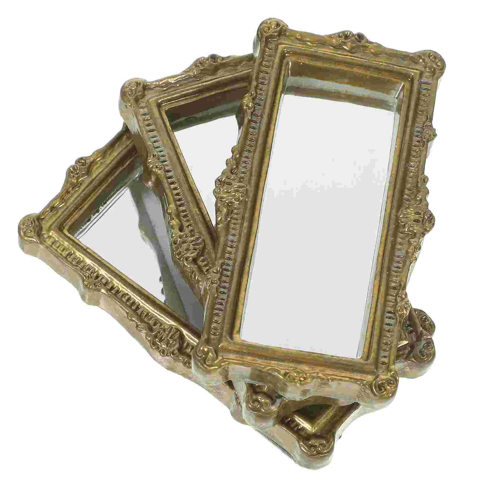

3Pcs Simulated Miniature Craft Simulated Mini Mirror Decorative Miniature Craft Decor accessory mini decor