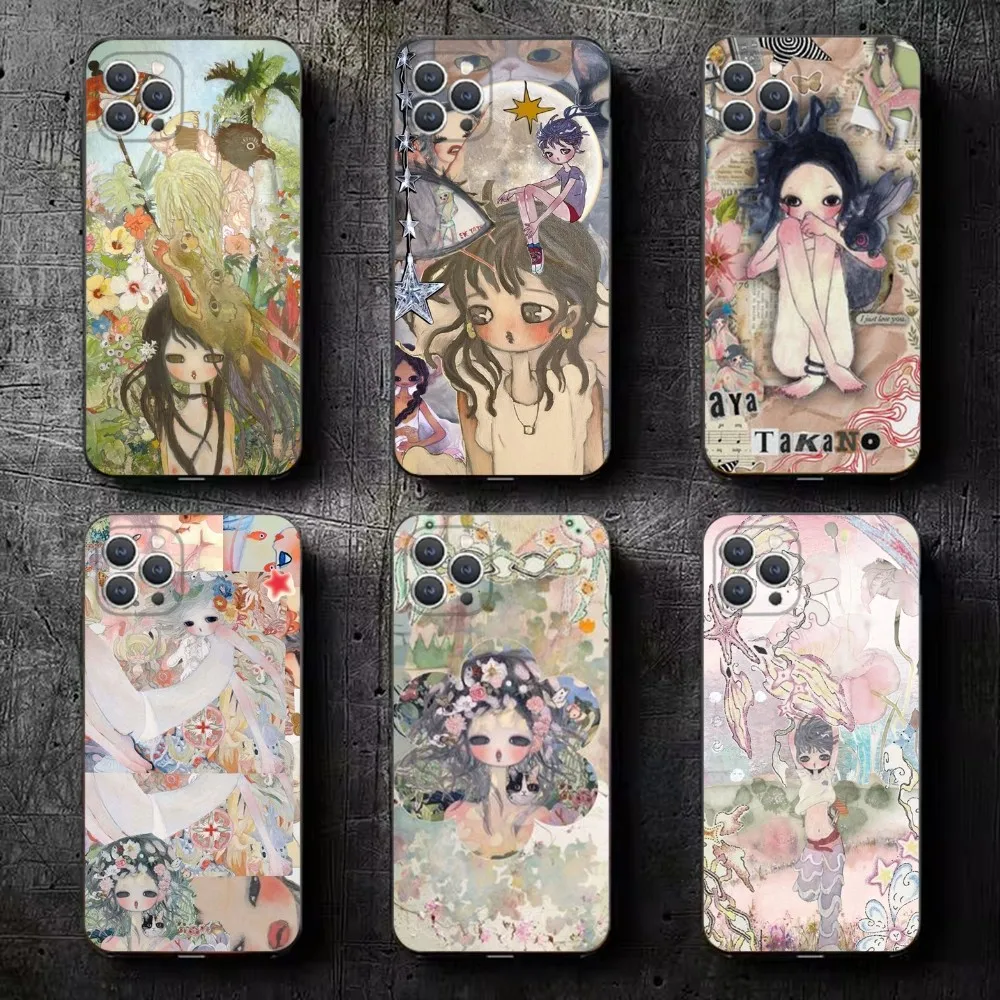 Aya Takano Japanese painter  Phone Case For iPhone 15,14,13,12,11,Plus,Pro Max,XS,X,XR,SE,Mini,8,7 Soft Silicone Black Cover