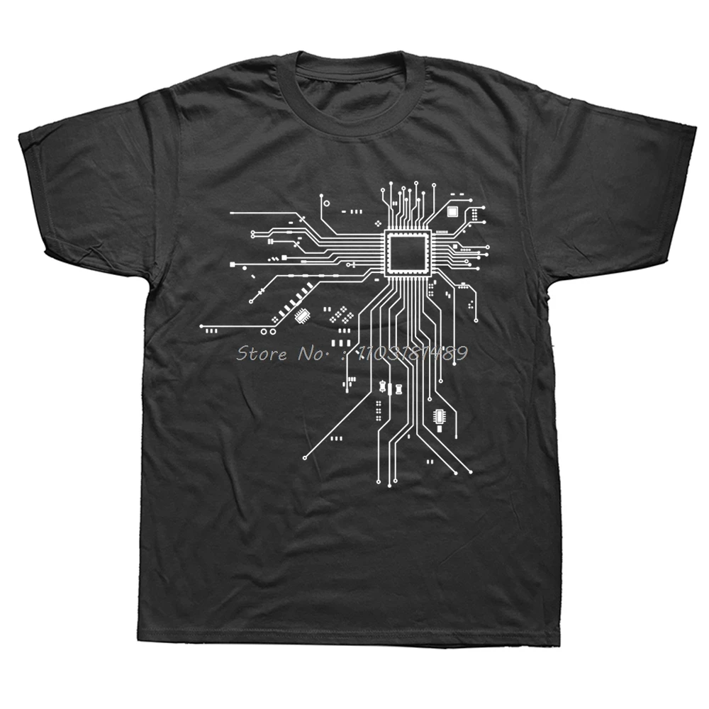 Funny CPU Processor Circuit Diagram T Shirts Summer Graphic Cotton Streetwear Short Sleeve Birthday Gifts T-shirt Mens Clothing