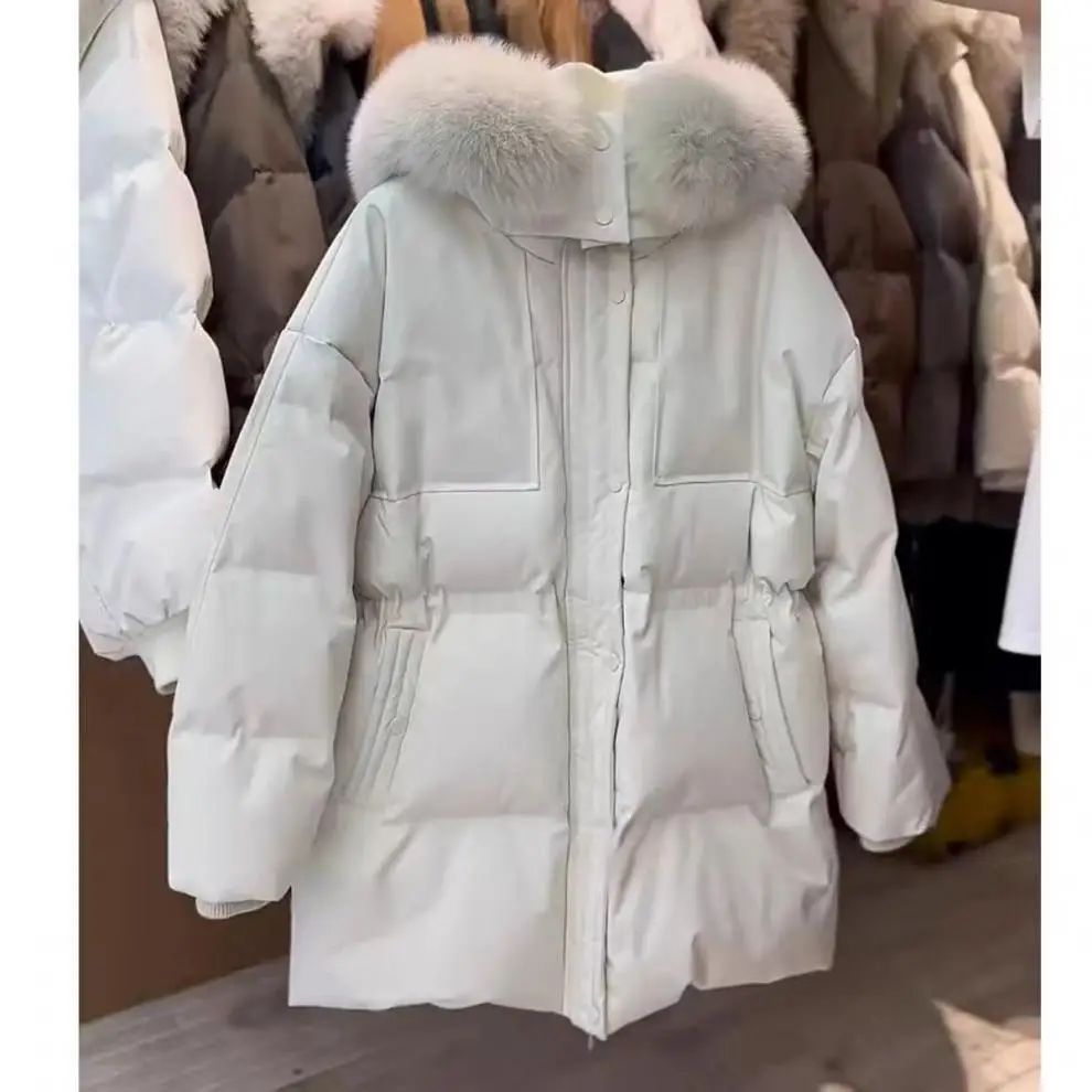 

Plus Size Fluffy Collar Thiened Winter Coat for Women Mid-Length Korean Sle Commute Casual Faion Warm Outerwear