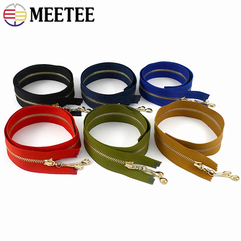 

5/10Pcs 3# Metal Zipper for Sewing 15-70cm Gold Teeth Auto Lock Zippers Replacement Jacket Bags Decorative Zips Repair Kits