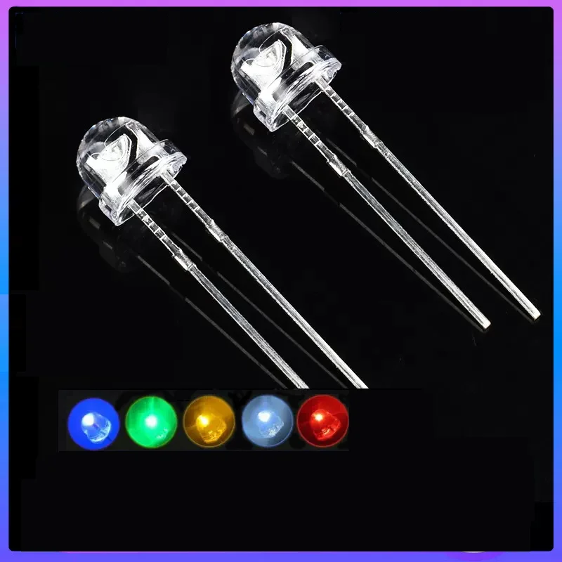 10pcs /lot Straw hat LED  Transparent Round 5mm super bright water clear Green Red  Yellow Blue Orange Light  bulbs emitting
