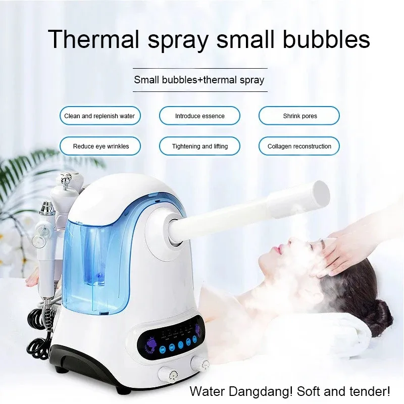 

6 in 1 Facial Steamer Multifunctional Face Skin Rejuvenation Device Small Bubble Hydro Water Deep Cleaning Facial Salon Machine