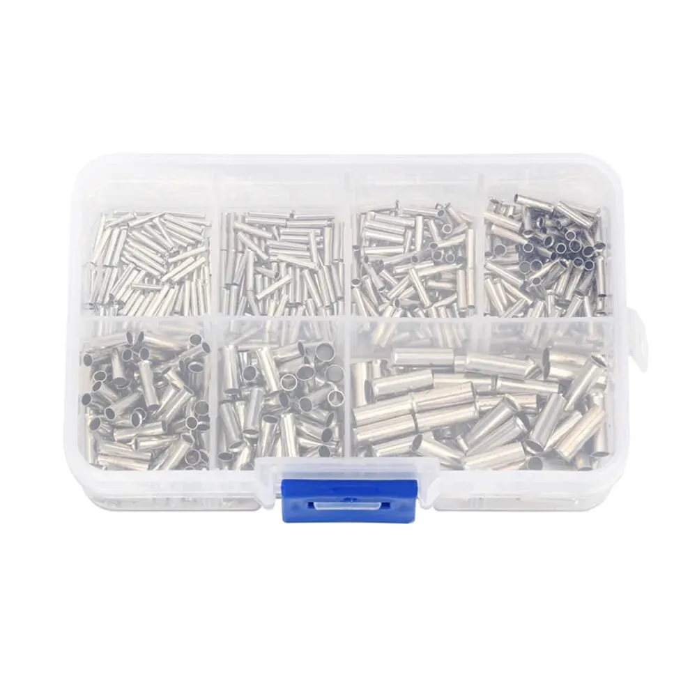600Pcs Tin-coated Copper Uninsulated Crimp Terminal 0.5mm2-6.0mm2 Bootlace Ferrules Cord End Electrical Wire Cable Connector image 6