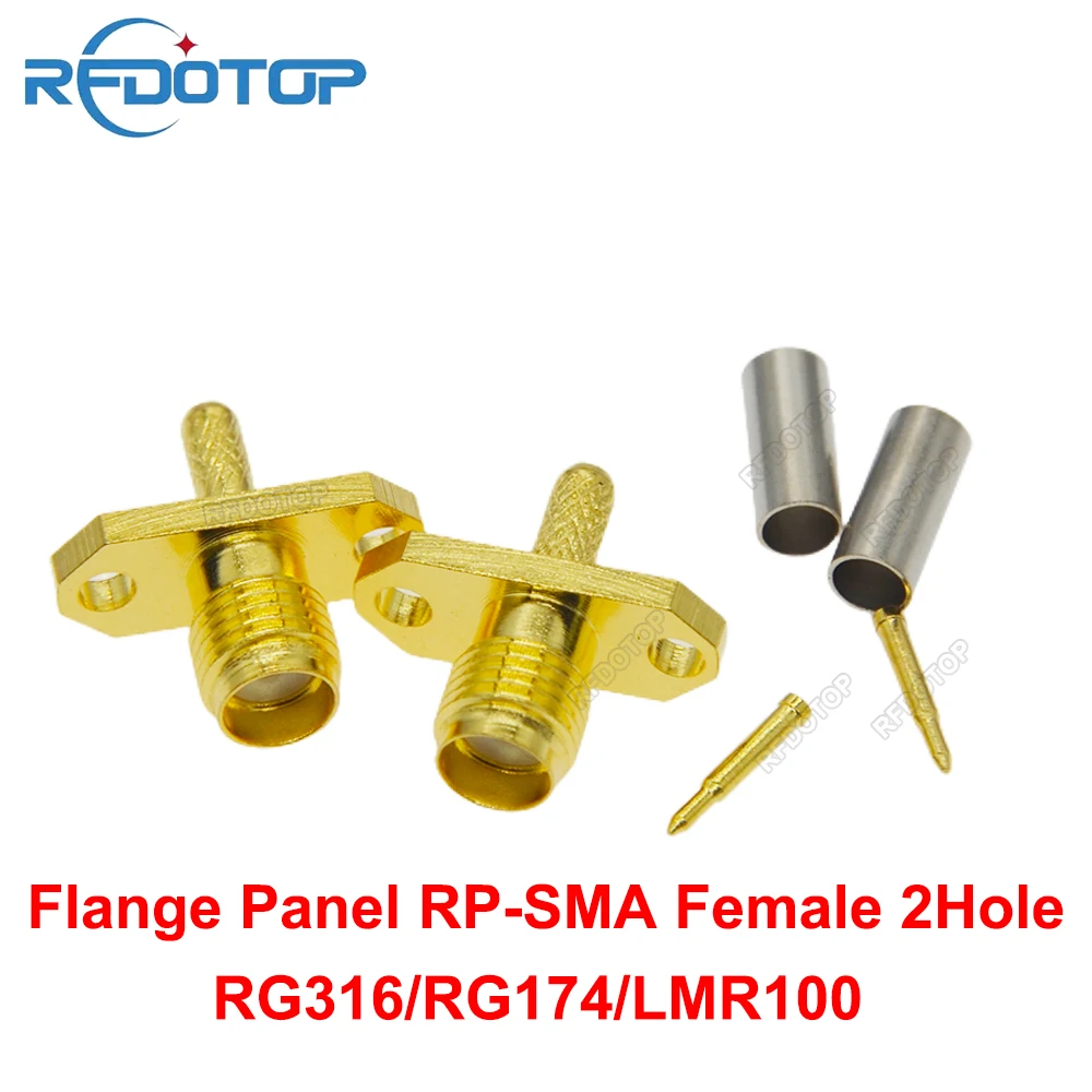 

100PCS/lot Flange Panel 2Hole RP-SMA Female Jack Connector Crimp RG174/RG316/LMR100 Cable 50Ω RPSMA-J RF Connector High Quality