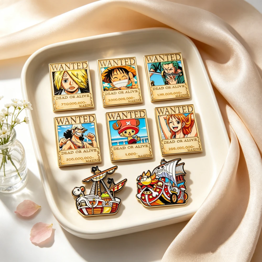 8pcs One Piece Luffy Anime Lapel Pins Set Enamel Brooches for Backpack Men Women Jewelry Accessory Cool Anime Badges