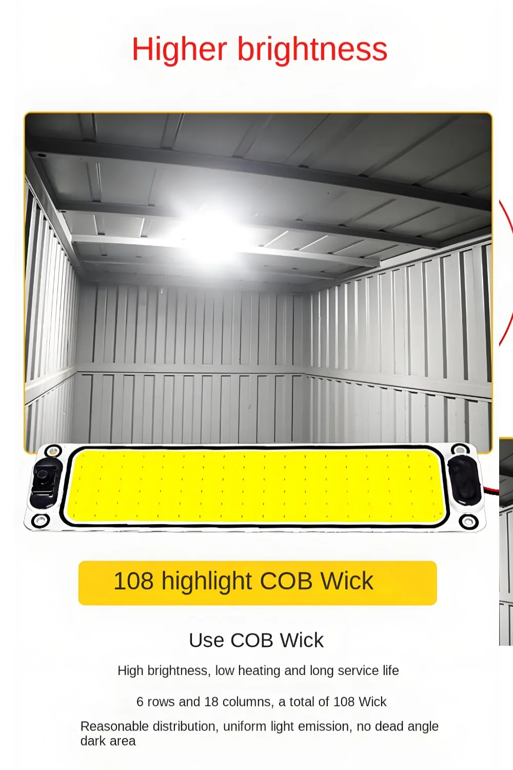 2pcs Car LED COB Lights 9.6inch 12V-24V Universal Readling Lamp 108SMD LED Panel Dome Light High Brightness Bulb Truck Waterproo