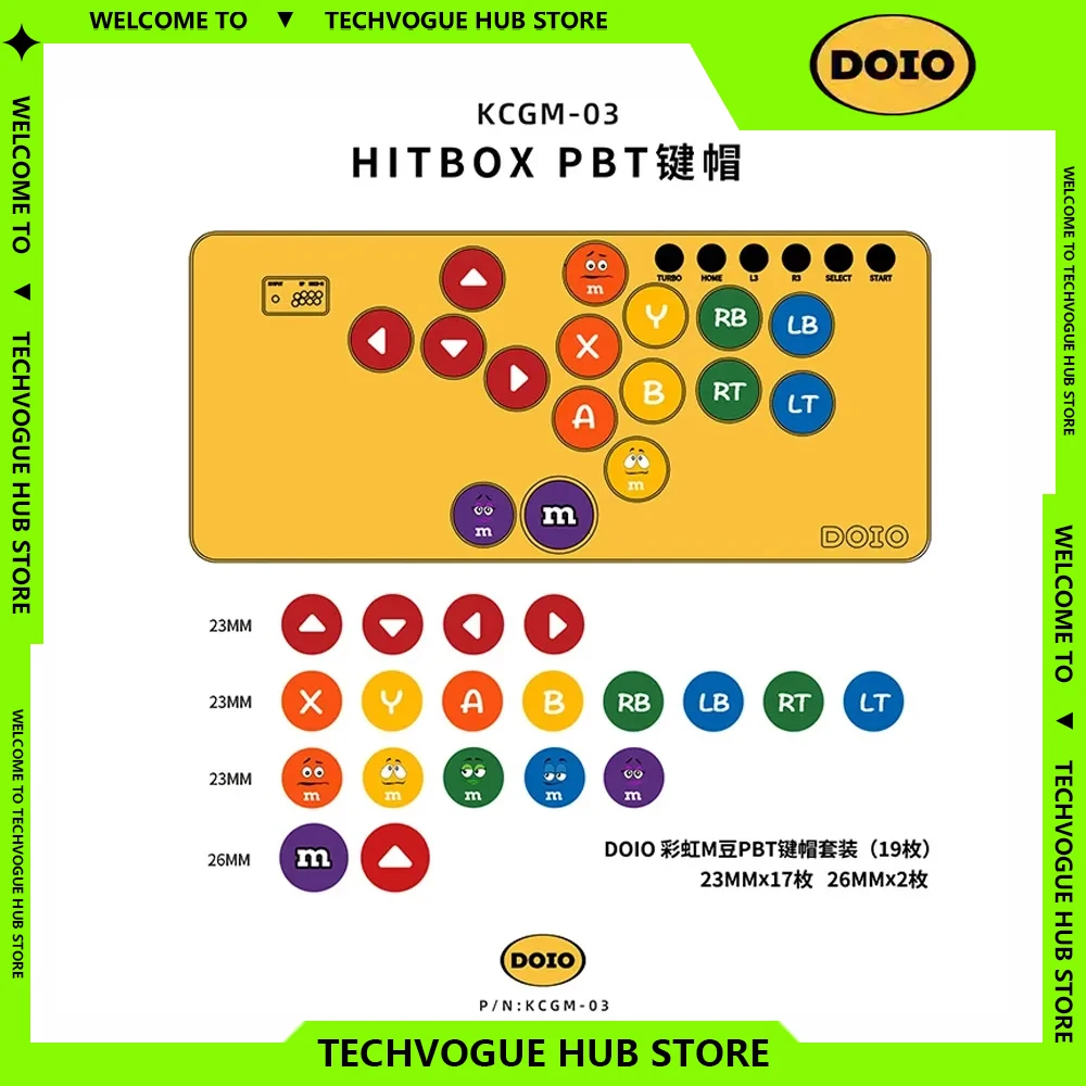 Doio Hitbox Kcgm-02 KCGM-03 Pbt sublimación 19 teclas Mini teclado Keycap personalizado PC Gamer accesorios de regalos de escritorio