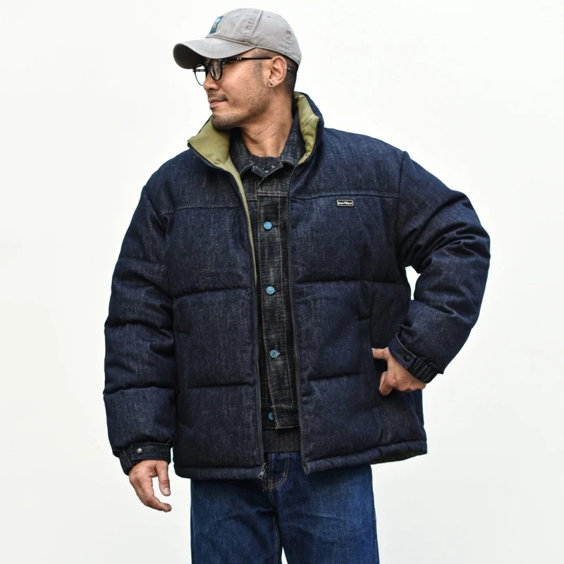 

Двусторонняя джинсовая мужская пуховая куртка Jaet Bread Sle, 90% белая рабочая одежда на пуху, повседневная зимняя теплая свободная посадка на молнии