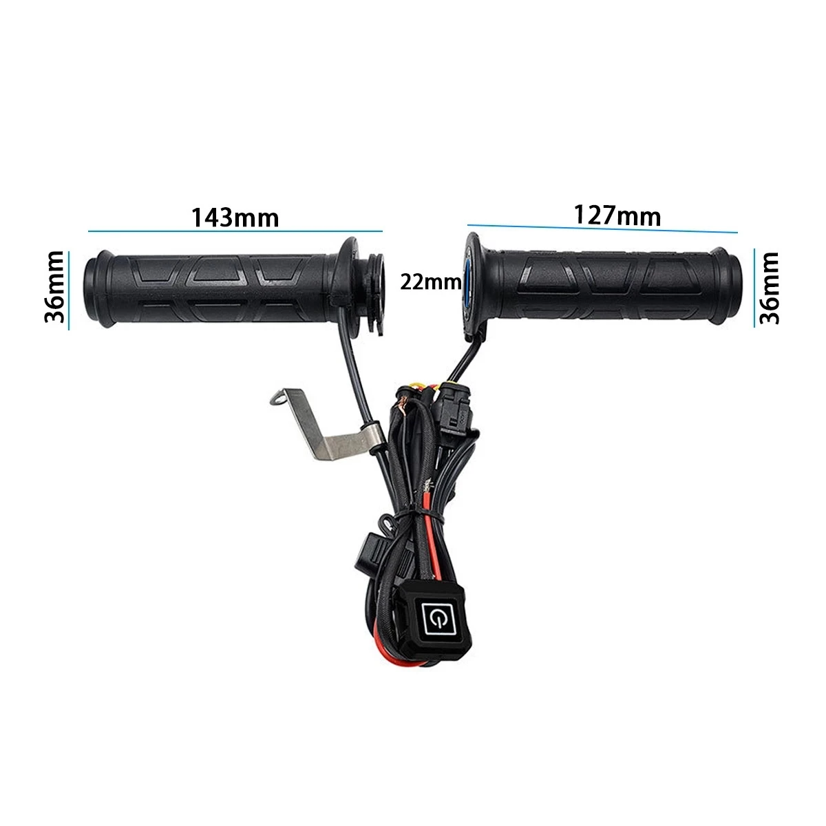 مقابض تسخين كهربائية للدراجة النارية مقاومة للماء ، 22 من ، 12 فولت ، ثلاث سرعاات ، درجة حرارة قابلة للتعديل ، يد بمقبض تسخين