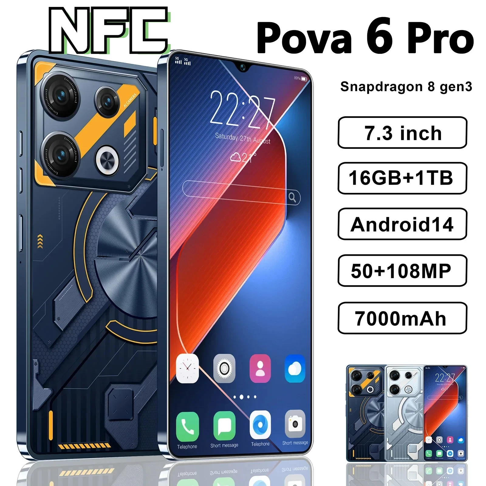 

Оригинальный флагманский смартфон Pova 6 Pro, глобальная версия, искусственная кожа, яркость 9200, 7,3 дюйма, LPDDR5X, 22G + искусственная кожа, 50 + 108 МП, Android 14