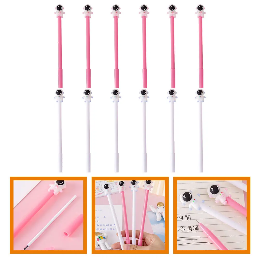 

12Pcs Gel Writing Pens Cartoon Astronaut Design Smooth Comfortable Grip Suitable Students Office School Use Writing Pen