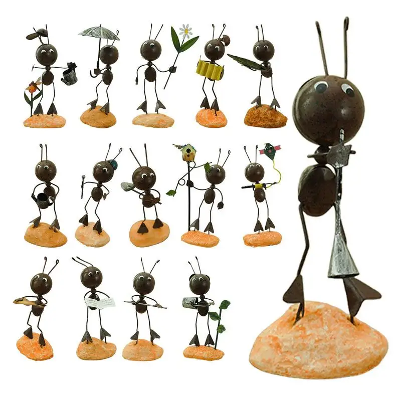 Metal Ant Yard Decor Metal Garden Art Decoration Whimsical Garden Decor Steel Ant Figurine Ornament Colorful Outdoor Garden Yard