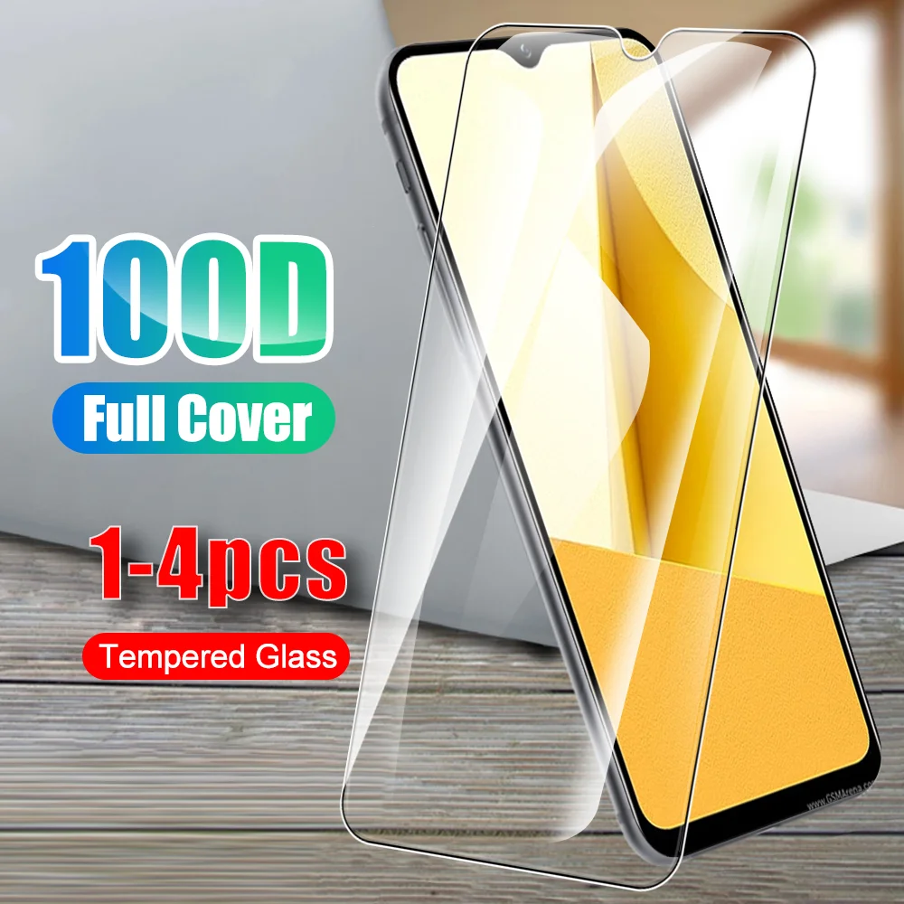 1-4pcs 100D Full Cover Tempered Glass For Vivo Y16 Screen Protector For VivoY16 4G Y 16 V2204 V2214 6.51Inch Protective 9H Film