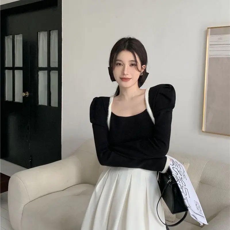 

Свитера Джемперы Пуловеры Женский пуловер Элегантная женщина Зебра Макет из двух частей Обычный Повседневный BF Y2K Стильный Современный Спорт для поездок на работу